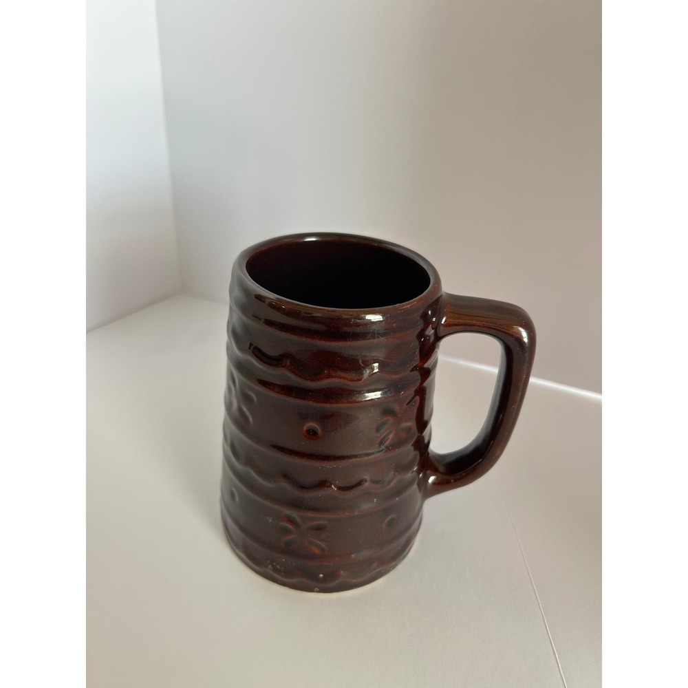 1950's Marcrest Brown Daisy and Dot Stoneware Pottery Coffee Party Mug 16oz